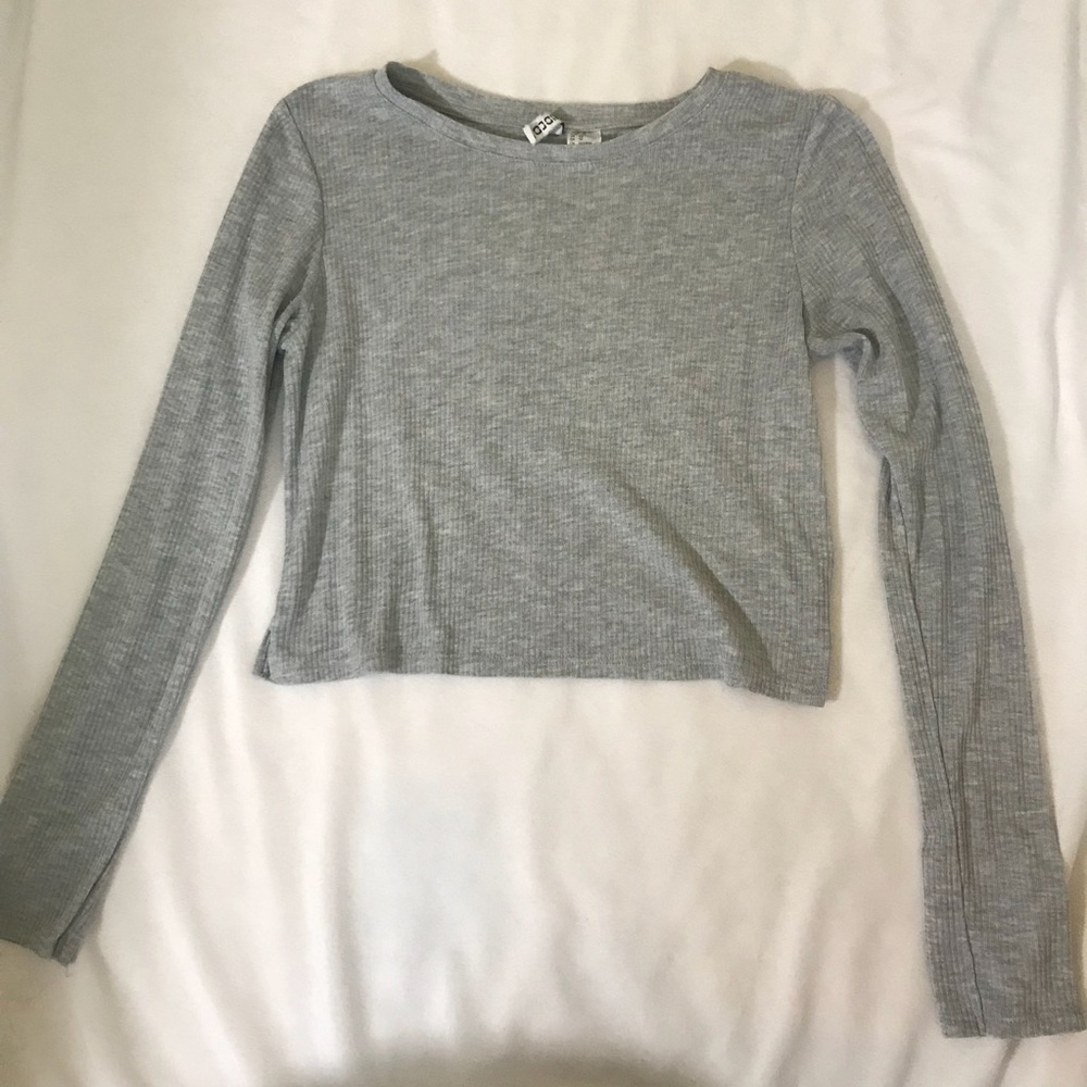 Gray long sleeved crop top
